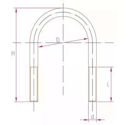 U-Болт (хомут-скоба) м12х219 h=283 різьба=50мм. для кріплення труб або арматури